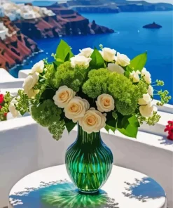 Santorini Flowers Diamond Painting