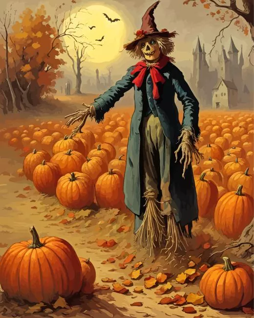 scarecrow autumn art Diamond By Numbers Scarecrow Autumn Art Diamond Painting