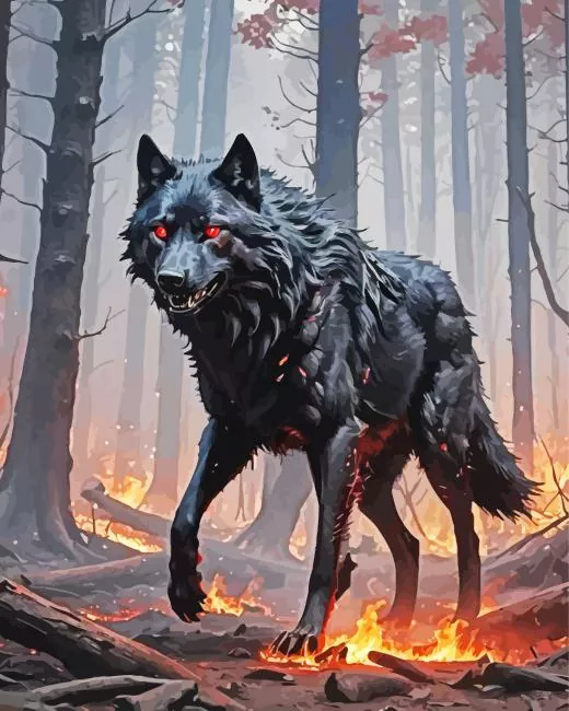 scary black wolf art Diamond Paintings Scary Black Wolf Art Diamond Painting