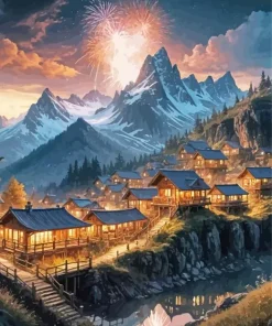 Scenery Of Village Art Diamond Painting
