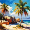Seascape With Palm Trees Art Diamond Painting