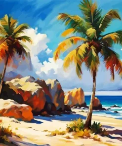 Seascape With Palm Trees Art Diamond Painting