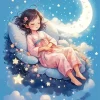 Sleepy Girl On Moon Diamond Painting