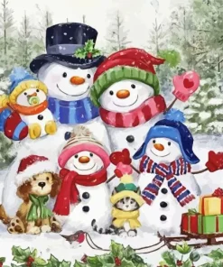 Snowman Family Christmas Day Diamond Painting