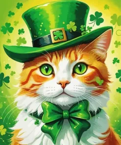 St Patricks Day Cat Diamond Painting
