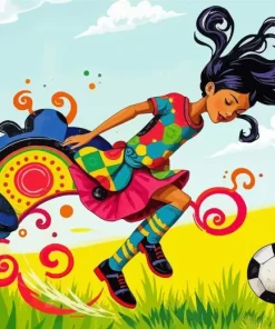 Whimsical Soccer Girl Diamond Painting