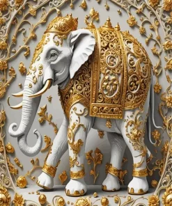 White Gold Elephant Diamond Painting