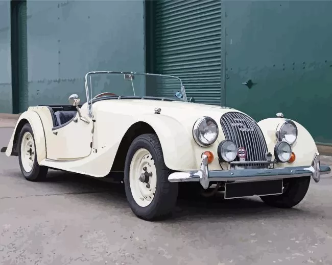 white morgan car Diamond Paintings White Morgan Car Diamond Painting