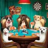 Cat and Dogs Playing Poker Diamond Painting