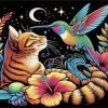 Cat and Hummingbird Diamond Painting