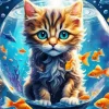 Cat in The Fish Bowl Diamond Painting