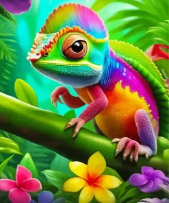 Colorful Baby Chameleon Diamond Painting