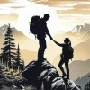 Couple Hiking Silhouette Diamond Painting