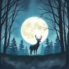 Deer Full Moon Silhouette Diamond Painting