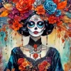 Floral Sugar Skull Lady Diamond Painting