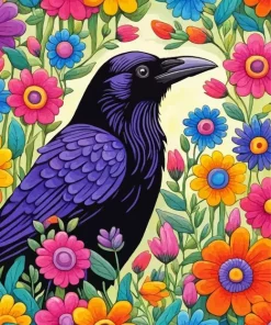 Folk Art and Raven Diamond Painting