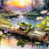 Frog by The Wildflower Pond Diamond Painting