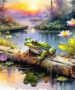 Frog by The Wildflower Pond Diamond Painting