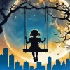 Girl on Swing Silhouette Diamond Painting