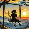Girl on a Swing Silhouette Diamond Painting
