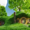 Green Hobbit Hills Diamond Painting