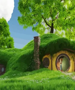 Green Hobbit Hills Diamond Painting
