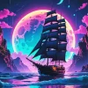 Moonlight Fantasy Sailboat Diamond Painting