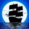 Moonlight Ship Silhouette Diamond Painting