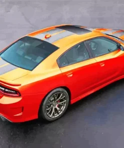 Orange Black Charger Daytona Diamond Painting