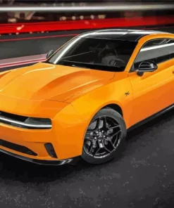 Orange Charger Daytona Diamond Painting