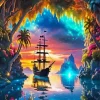 Pirate Ship Silhouette Diamond Painting