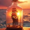 Sunset Ship in a Bottle Diamond Painting