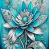 Turquoise Silver Flower Diamond Painting