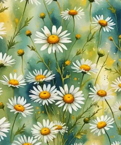 Watercolor Chamomile Flowers Diamond Painting
