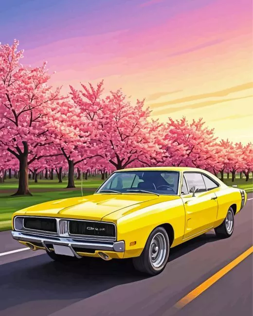 Yellow charger car Diamond Paintings Yellow Charger Diamond Painting