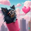 Black Chihuahua with Glasses Diamond Painting