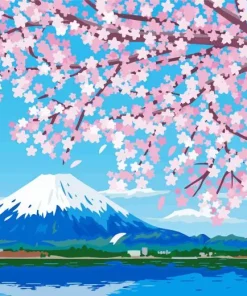 Cherry Blossom Mount Fuji Diamond Painting