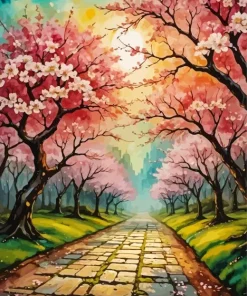 Cherry Blossom Path Diamond Painting