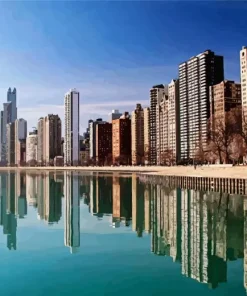 Chicago Skyline Reflection Diamond Painting
