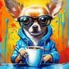 Chihuahua Drinking Coffee Diamond Painting