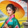 Chinese Girl with Umbrella Diamond Painting