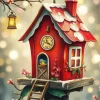 Christmas Bird House Diamond Painting