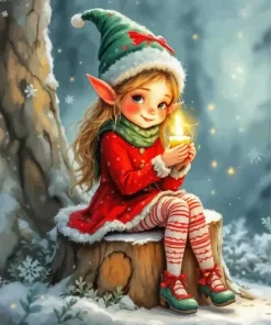 Christmas Elf Girl Diamond Painting