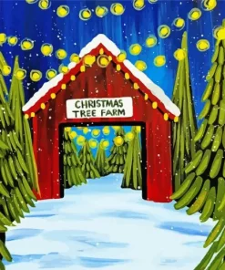 Christmas Farm Trees Diamond Painting