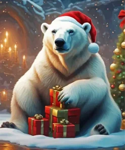 Christmas Polar Bear Diamond Painting
