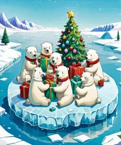 Christmas Polar Bears Diamond Painting