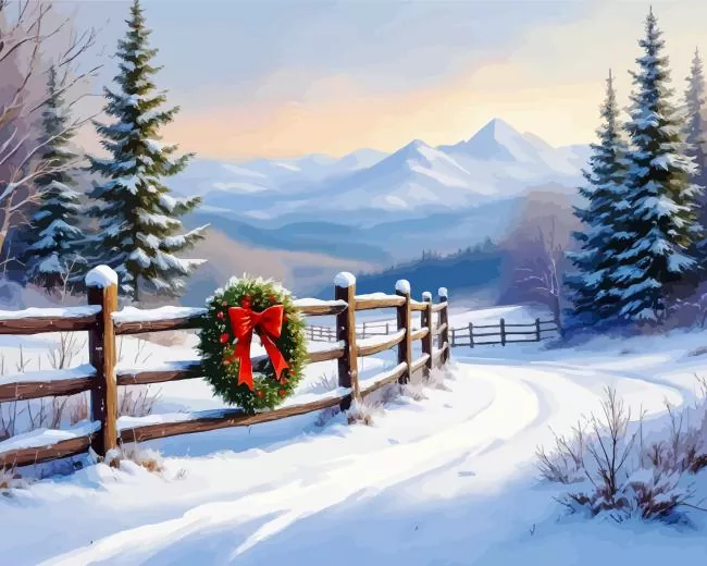 Christmas Snowy Landscape Diamond Paintings Christmas Snowy Landscape Diamond Painting
