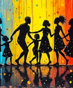Colorful Family Silhouettes Diamond Painting