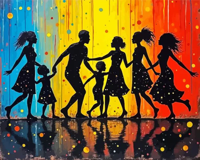 Colorful Family Silhouettes Diamond Paintings Colorful Family Silhouettes Diamond Painting