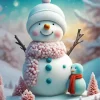 Cute Snowman and Penguin Diamond Painting